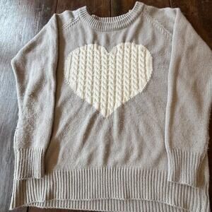 Cozy "Valentines" Heart Pattern Sweater - Gray and Cream